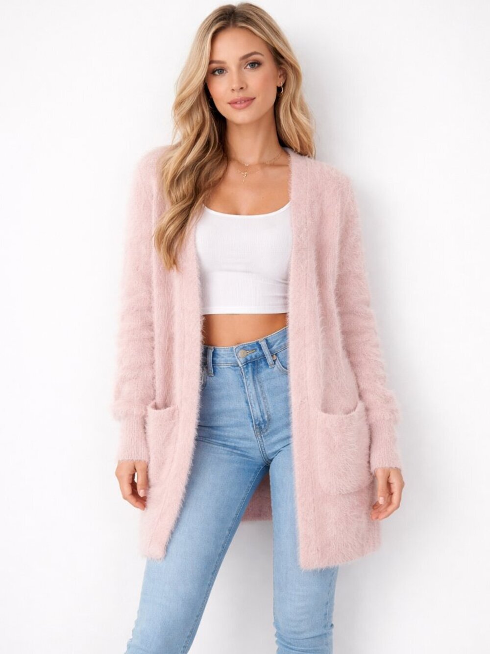2/$30 NWT Forever 21 Plush Longline Open Cardigan Blush Small #A1851